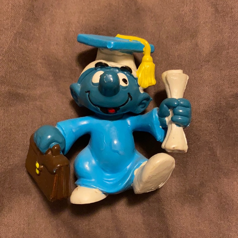 Vintage Graduate Smurf Figurine